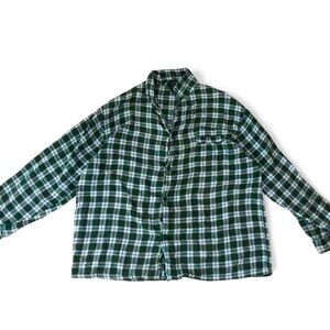90s green and white Hanes flannel